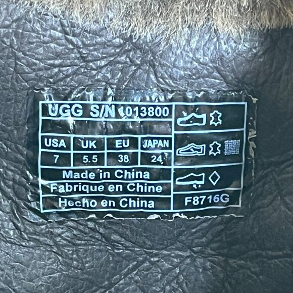 UGG Ingrid Women’s Brown Leather & Real Fur Lining Side Zipper Heeled Boots Sz 7 - Picture 7 of 11